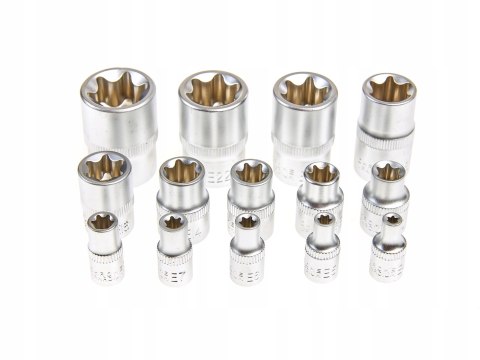 KLUCZE NASADOWE TORX E4-E24 NASADKI TORKS WEWNĘTRZNE ZESTAW KLUCZY 14 SZT.