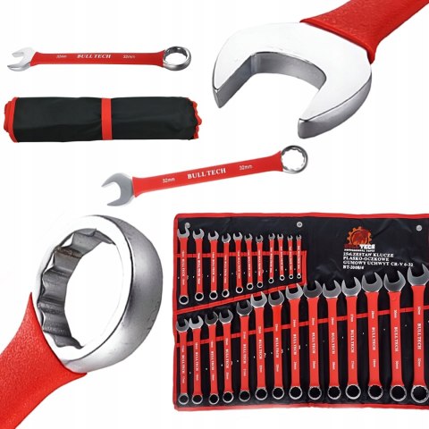 KLUCZE PŁASKO-OCZKOWE POLEROWANE Z GUMOWYM UCHWYTEM 6-32MM 25EL.