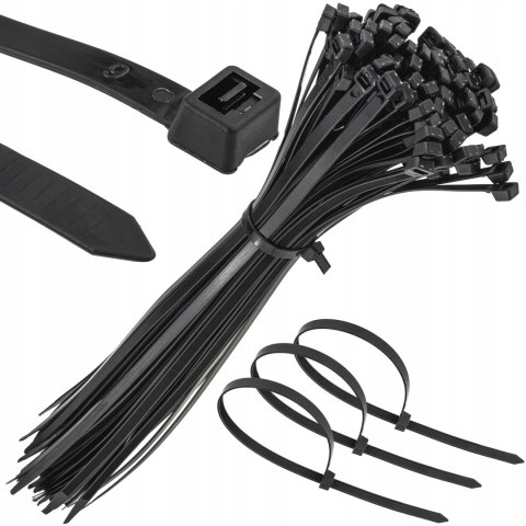 MOCNE OPASKI ZACISKOWE KABLOWE TRYTKI CZARNE TAŚMA 7.6X450MM 100SZT TRYTKI