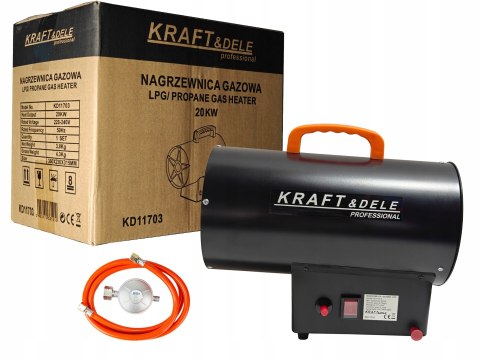 NAGRZEWNICA GAZOWA NA BUTLĘ DMUCHAWA DUŻA MOC 20KW + WĄŻ REDUKTOR KD11703