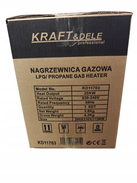 NAGRZEWNICA GAZOWA NA BUTLĘ DMUCHAWA DUŻA MOC 20KW + WĄŻ REDUKTOR KD11703
