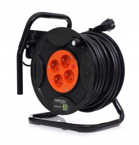 PRZEDŁUŻACZ BĘBNOWY NA BĘBNIE ZWIJAK 30M 4 GNIAZDA + LAMPA LED 20W KD4037