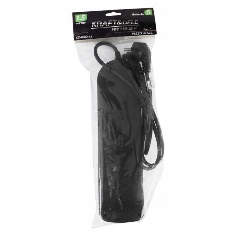 Przedłużacz Listwa Zasilająca Sieciowa Czarna 5 Gniazda 230V 1,5M KD4000-CZ