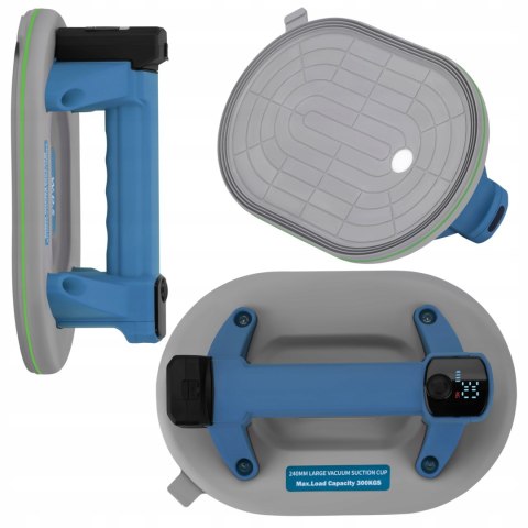 Przyssawka Próżniowa Akumulatorowa Szyb Uchwyt 240 mm 300 Kg LCD W.D.S.
