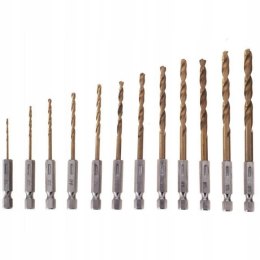 WIERTŁA TYTANOWE DO METALU BETONU ZESTAW HSS 13SZT