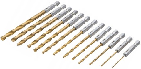 WIERTŁA TYTANOWE DO METALU BETONU ZESTAW HSS 13SZT