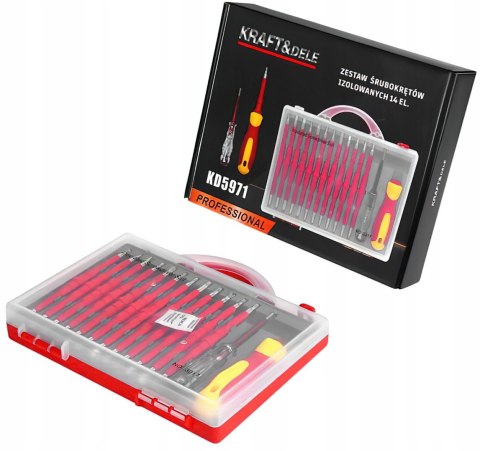 Zestaw Śrubokrętów Izolowanych Elektrycznych Dwustronny 14 Elem. Kraft&Dele