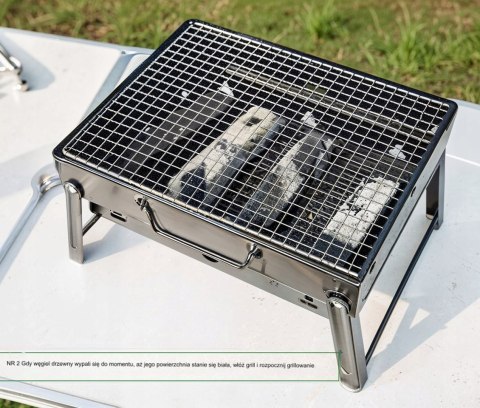 GRILL SKŁADANY TURYSTYCZNY WALIZKA PRZENOŚNY OGRODOWY WĘGLOWY Z UCHWYTEM