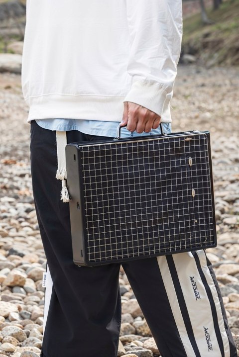 GRILL SKŁADANY TURYSTYCZNY WALIZKA PRZENOŚNY OGRODOWY WĘGLOWY Z UCHWYTEM