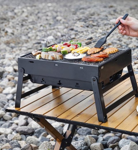 GRILL SKŁADANY TURYSTYCZNY WALIZKA PRZENOŚNY OGRODOWY WĘGLOWY Z UCHWYTEM