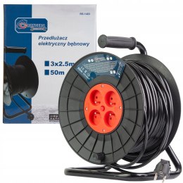 PRZEDŁUŻACZ NA BĘBNIE 3x2,5 50m BĘBNOWY BUDOWLANY ZWIJAK OGRODOWY