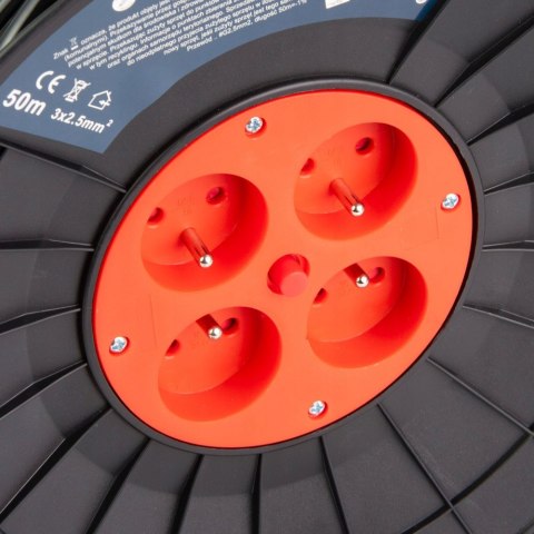 PRZEDŁUŻACZ NA BĘBNIE 3x2,5 50m BĘBNOWY BUDOWLANY ZWIJAK OGRODOWY