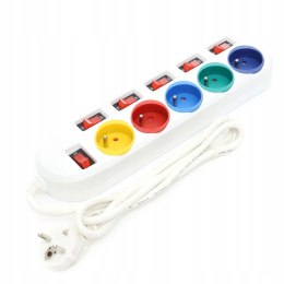 Przedłużacz Biały Listwa Antyprzepięciowa Kraft&Dele 5 m 5 Gniazd