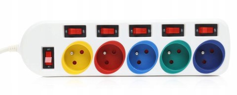 Przedłużacz Biały Listwa Antyprzepięciowa Kraft&Dele 5 m 5 Gniazd