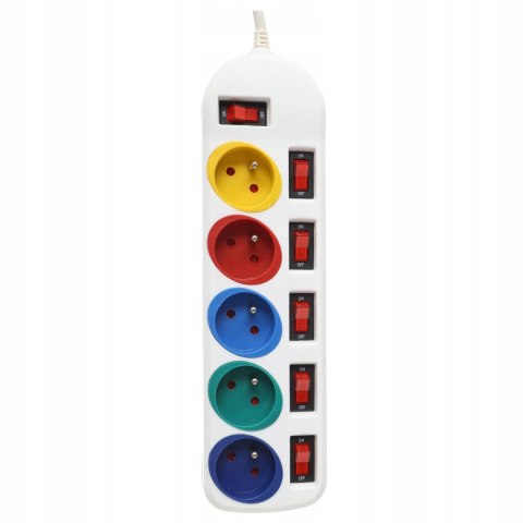 Przedłużacz Biały Listwa Antyprzepięciowa Kraft&Dele 5 m 5 Gniazd