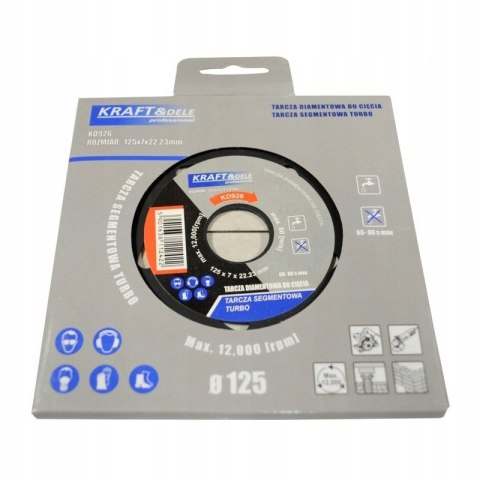 Tarcza Diamentowa Segmentowa do Ciecia Turbo 125x7x22,23 mm Kraft&Dele