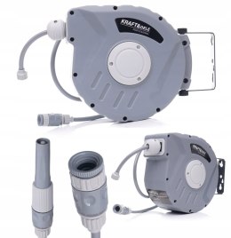 WĄŻ OGRODOWY ZWIJANY AUTOMATYCZNY BĘBEN 15m PISTOLET + KOŃCÓWKI KD2082