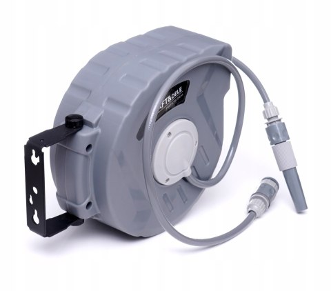 WĄŻ OGRODOWY ZWIJANY AUTOMATYCZNY BĘBEN 15m PISTOLET + KOŃCÓWKI KD2082