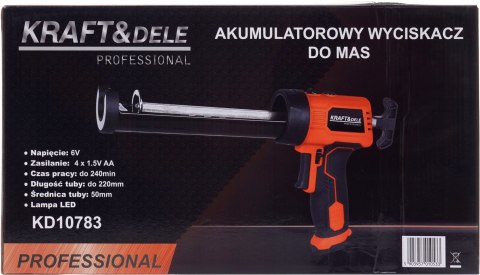 WYCISKACZ PISTOLET DO SILIKONU KLEJU MAS AKUMULATOROWY MOCNY KD10783