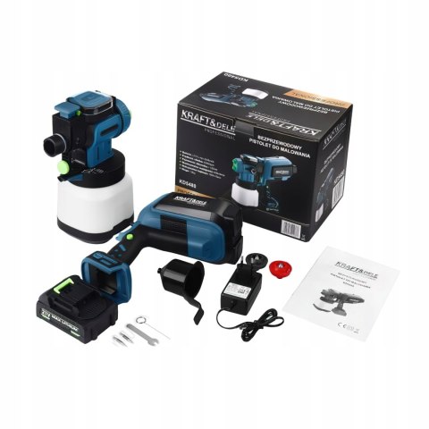 Bezprzewodowy Akumulatorowy Pistolet Natryskowy Lakierniczy 21V 1,2 L LED