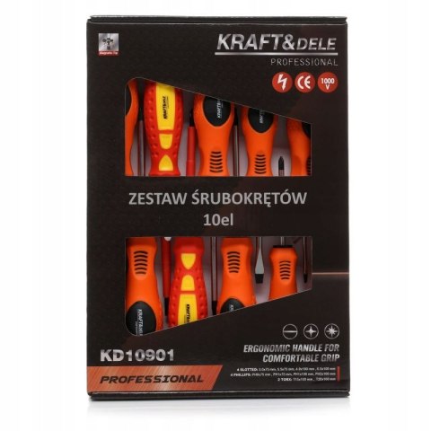 HARTOWANE WKRĘTAKI ŚRUBOKRĘTY IZOLOWANE 10 ELEMENTÓW KD10901