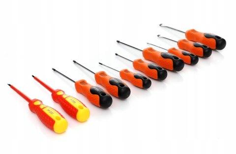 HARTOWANE WKRĘTAKI ŚRUBOKRĘTY IZOLOWANE 10 ELEMENTÓW KD10901