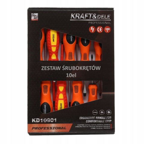 HARTOWANE WKRĘTAKI ŚRUBOKRĘTY IZOLOWANE 10 ELEMENTÓW KD10901