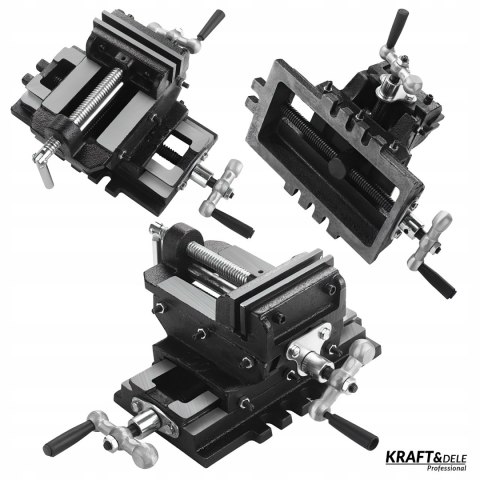 Imadło Żeliwne Stołowe Krzyżowe Dwuosiowe 100 mm Kraft&Dele