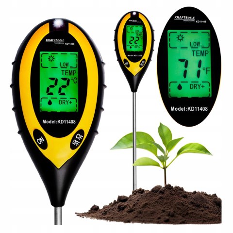 KWASOMIERZ MIERNIK TESTER OGRODNICZY PH GLEBY ZIEMII TEMPERATURA WILGOTNOŚĆ