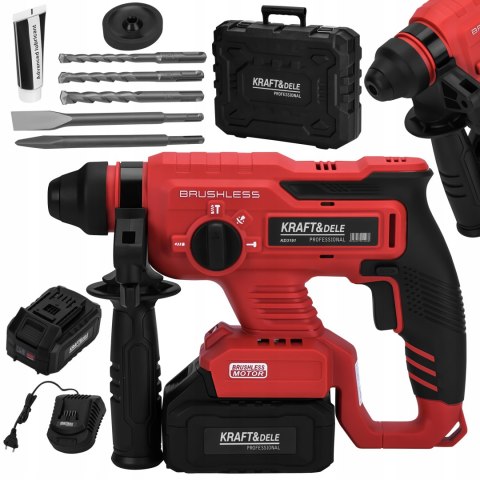 MŁOT UDAROWY MŁOTOWIERTARKA UDAROWA UDAR SDS+ 3J WIERTŁA 2X AKU 21V 4Ah