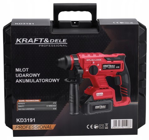 MŁOT UDAROWY MŁOTOWIERTARKA UDAROWA UDAR SDS+ 3J WIERTŁA 2X AKU 21V 4Ah