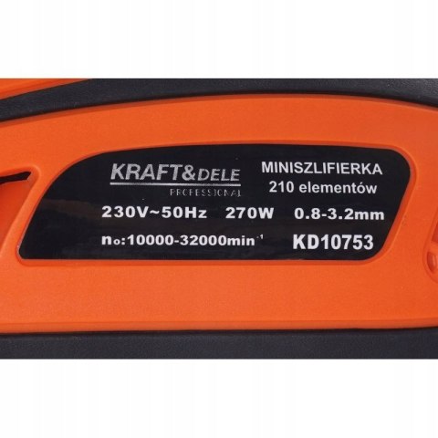 Mini Szlifierka Frezarka Wielofunkcyjna Kraft&Dele 230V 270W 210 Elementów
