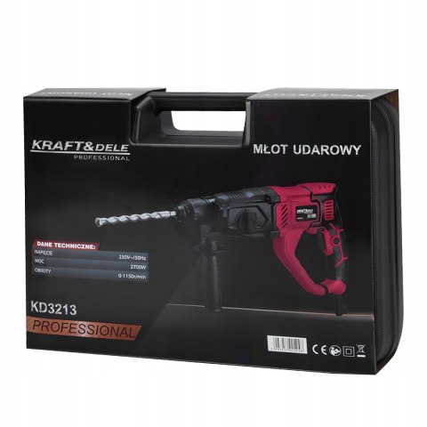 Młot Udarowy 2600W 230V SDS-PLUS 4J 5200 BPM 1470 RPM 3w1 Kraft&Dele