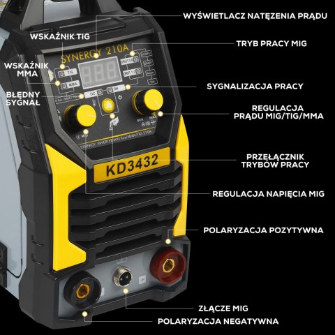 Spawarka INWERTEROWA INWERTOROWA MIG FLUX MMA TIG migomat SYNERGIA KD3432