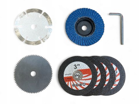 Szlifierka Kątowa Akumulatorowa 1500 mAh Bateria 2x12V 7 Tarcz Kraft&Dele