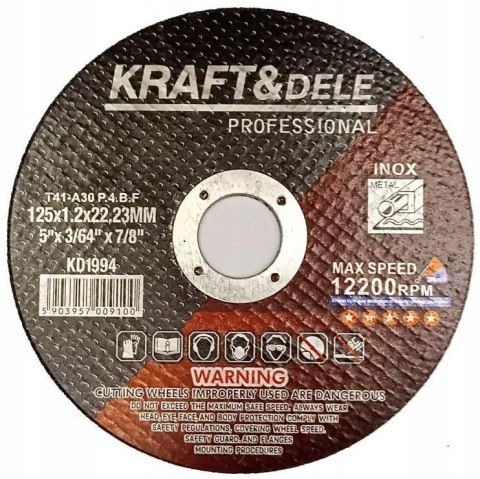 Tarcza do metalu Kraft&Dele 25 sztuk 125x1.2x22,23 mm