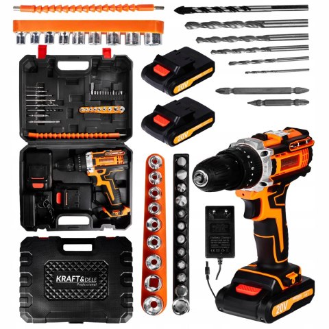 WIERTARKO WKRĘTARKA AKUMULATOROWA NASADKI BITY LED WALIZKA ZESTAW AKU X2