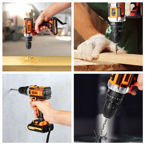 WIERTARKO WKRĘTARKA AKUMULATOROWA NASADKI BITY LED WALIZKA ZESTAW AKU X2