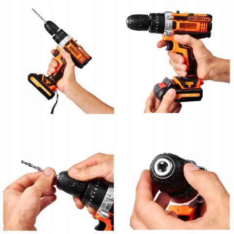 WIERTARKO WKRĘTARKA AKUMULATOROWA NASADKI BITY LED WALIZKA ZESTAW AKU X2