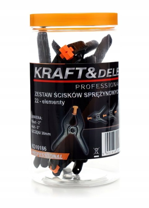 Zestaw Ścisków Sprężynowych Modelarskie 2'' 3'' 30 mm 22 Sztuki Kraft&Dele