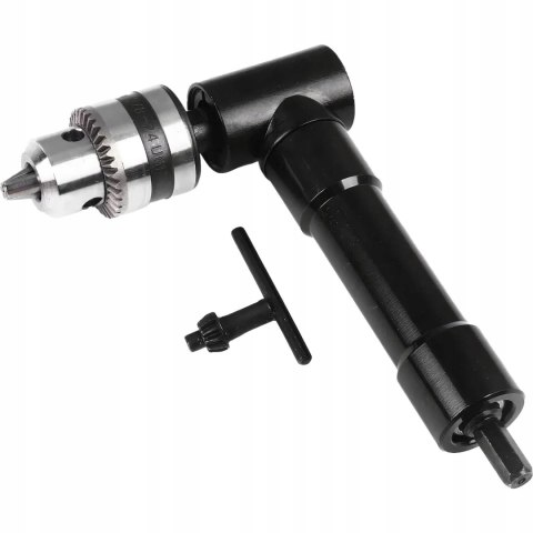 Adapter Przystawka Kątowa Uchwyt Nasadka Wiertarki 1/4" Kąt 90° + Kluczyk
