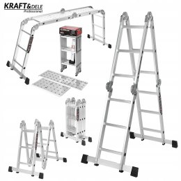 Drabina Składana Platforma Aluminiowa 4 X 3 346 CM MAX 150 KG Ktaft&Dele
