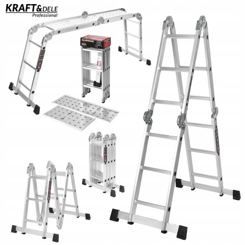 Drabina Składana Platforma Aluminiowa 4 X 3 346 CM MAX 150 KG Ktaft&Dele
