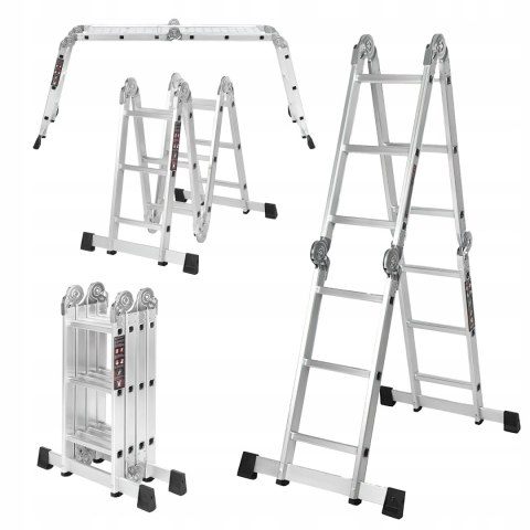 Drabina Składana Platforma Aluminiowa 4 X 3 346 CM MAX 150 KG Ktaft&Dele