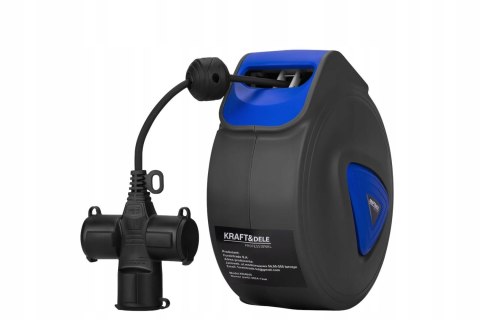 Przedłużacz Bębnowy Automatyczny Zwijacz Ścienny 180° 10m 3x Kraft&Dele