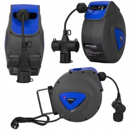 Przedłużacz Bębnowy Automatyczny Zwijacz Ścienny 180° 20m 3x Kraft&Dele