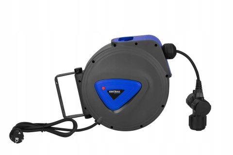 Przedłużacz Bębnowy Automatyczny Zwijacz Ścienny 180° 20m 3x Kraft&Dele