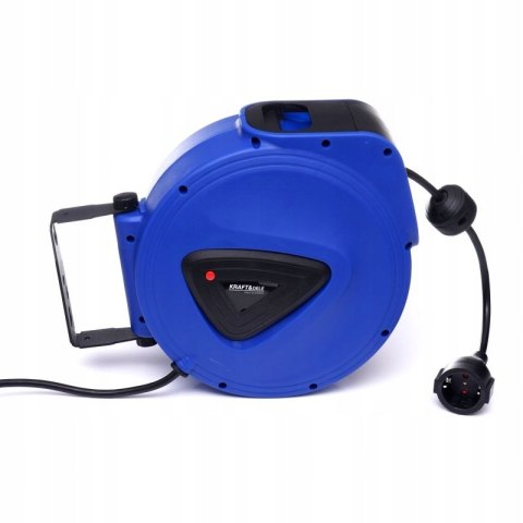 Przedłużacz Bębnowy Zwijany Automatyczny 15m na Ścianę Niebieski Kraft&Dele