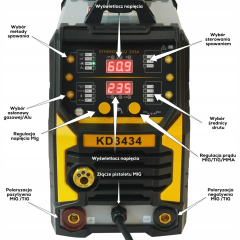 SPAWARKA DO ALUMINIUM SYNERGY 255A INWERTOROWA MIG MMA TIG MIGOMAT KD3434