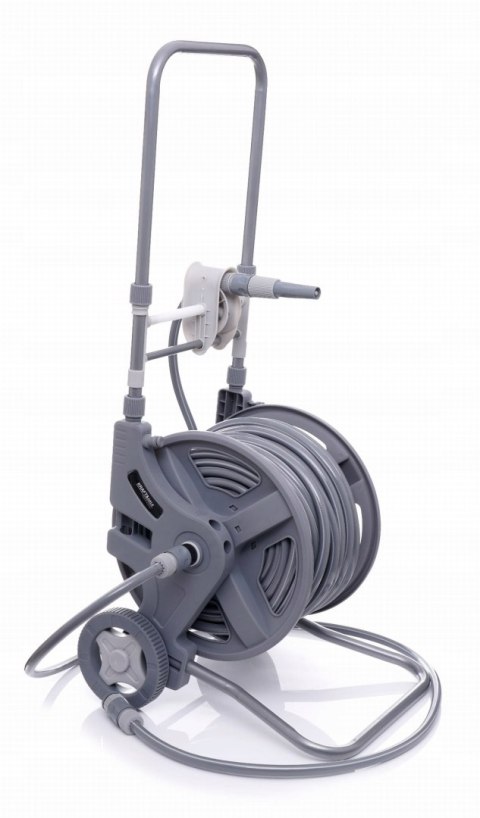 WĄŻ OGRODOWY NA STOJAKU 45+2m PISTOLET ZRASZACZ ZWIJACZ WÓZEK KD2078